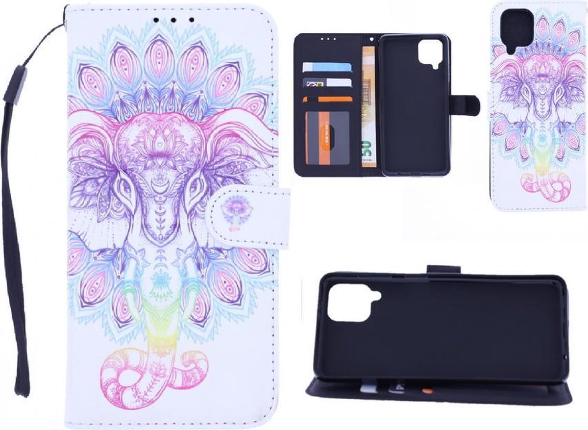 Bookcase Geschikt voor: Samsung Galaxy A42 hoesje met print - Elephant 3D