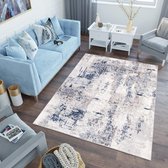 Tapiso Sky Vloerkleed Grijs Blauw Vintage Korte Pool Woonkamer Slaapkamer Tapijt Maat - 200x300