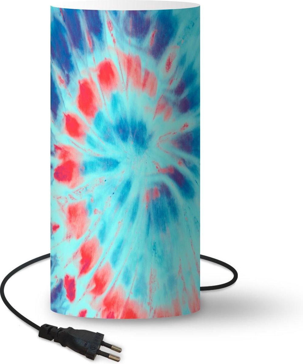 Lamp - Nachtlampje - Tafellamp slaapkamer - Zomer - Tie dye - Spiraal - 54 cm hoog - Ø24.8 cm - Inclusief LED lamp