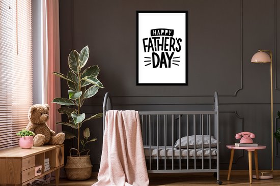 Photo dans le cadre - Présent pour la Vaderdag - HEUREUX DES DAY - Cadre photo blanc 60x90 cm - affiche dans le cadre (Décoration murale salon / chambre à coucher)