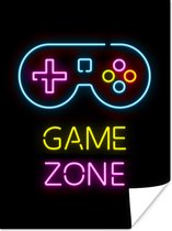 Game Poster - Controller - Game - Neon - Zwart - Quotes - Game zone - 60x80 cm - Game room decoratie