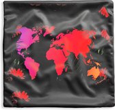 Kussenhoes 40x40 cm - Wereldkaart - Kleuren - Bloemen - Katoen / Polyester - Voor Binnen