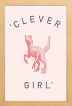 JUNIQE - Poster in houten lijst Clever Girl -20x30 /Roze