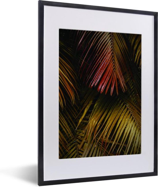 Poster Jungle - Rood - Goud -Palmblad