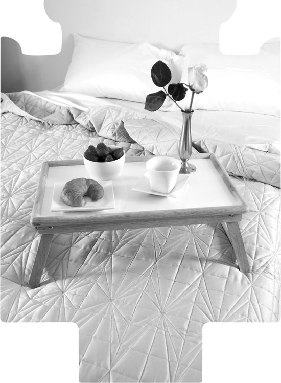 Verwisselbare print voor Fotokoffer - Dienblad met ontbijt op bed - zwart wit - 35x55x20 cm - Foto koffer