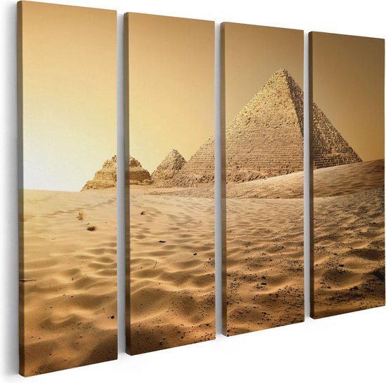 Artaza Canvas Schilderij Vierluik Egyptische Piramides - Egypte - 80x60 - Foto Op Canvas - Canvas Print