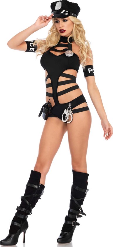 Leg Avenue - Politie & Detective Kostuum - Barely Covered Undercover Politie Agente - Vrouw - zwart - XS - Carnavalskleding - Verkleedkleding