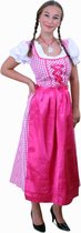 Tiroler jurk lang Lena pink/wit mt.36