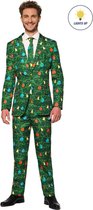 Suitmeister Christmas Green - Mannen Kostuum - Kerst - Lichtjes - Groen - Maat S