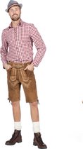 Wilbers - Boeren Tirol & Oktoberfest Kostuum - Hemd Anton Aus Tirol Bierfeest Rood Man - rood,wit / beige - Maat 60 - Bierfeest - Verkleedkleding