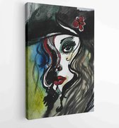 Canvas schilderij - Illustrated beautiful woman -  Productnummer 61425538 - 40-30 Vertical