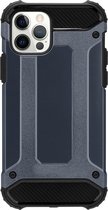 Telefoonhoesje geschikt voor iPhone 13 Pro - Metallic Armor Case - Donker Blauw