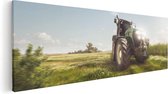 Artaza Canvas Schilderij Tractor op het Gras - Trekker - 60x20 - Foto Op Canvas - Canvas Print
