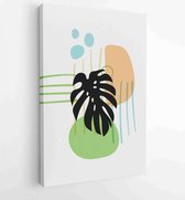 Canvas schilderij - Summer tropical wall arts vector. Palm leaves, coconut leaf, monstera leaf, line arts 3 -    – 1922500769 - 80*60 Vertical
