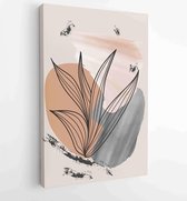 Canvas schilderij - Botanical watercolor wall art vector set. Earth tone boho foliage line art drawing with abstract shape 3 -    – 1903111348 - 80*60 Vertical