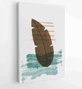 Canvas schilderij - Botanical wall art vector set. Earth tone boho foliage line art drawing with abstract shape. 1 -    – 1881805147 - 80*60 Vertical