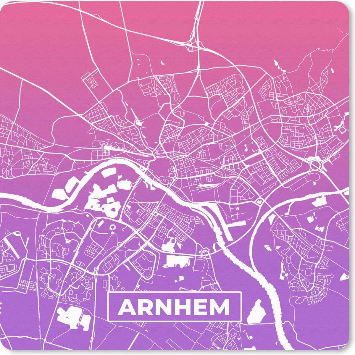 Muismat 30x30 cm - Mousepad Stadskaart - Arnhem - Paars - Roze - Muismatten