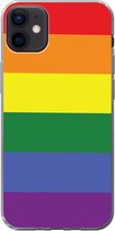 Geschikt voor iPhone 12 mini hoesje - Regenboog - Pride - Regenboog Vlag - Siliconen Telefoonhoesje