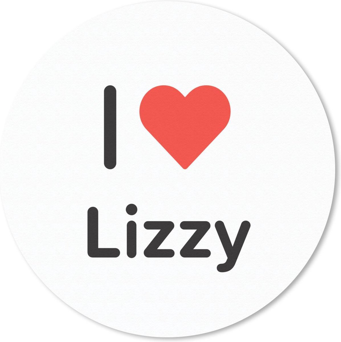 Muismat rond 30x30 cm - Mousepad I love - Lizzy - Meisje - Ronde muismatten