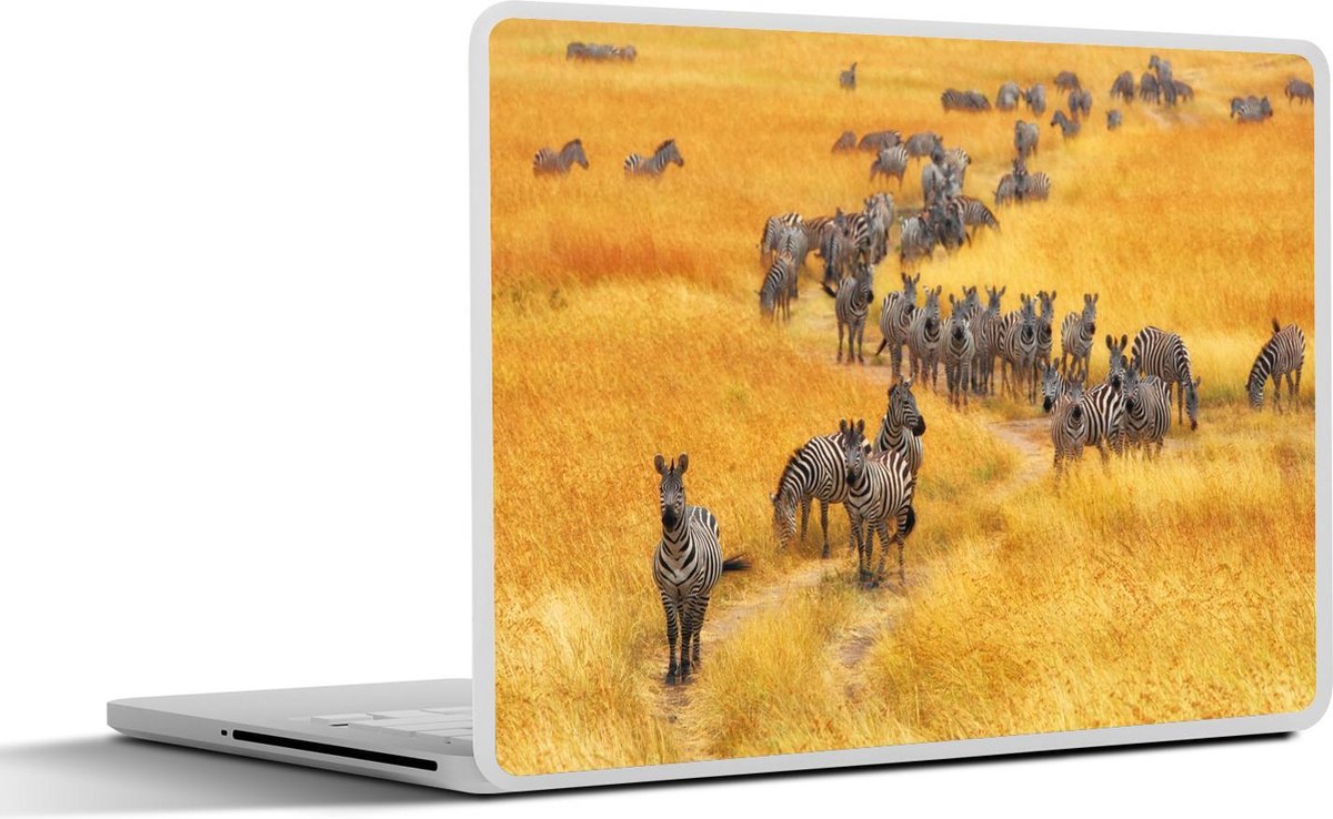 Afbeelding van product SleevesAndCases  Laptop sticker - 12.3 inch - Kudde zebra's in het wild