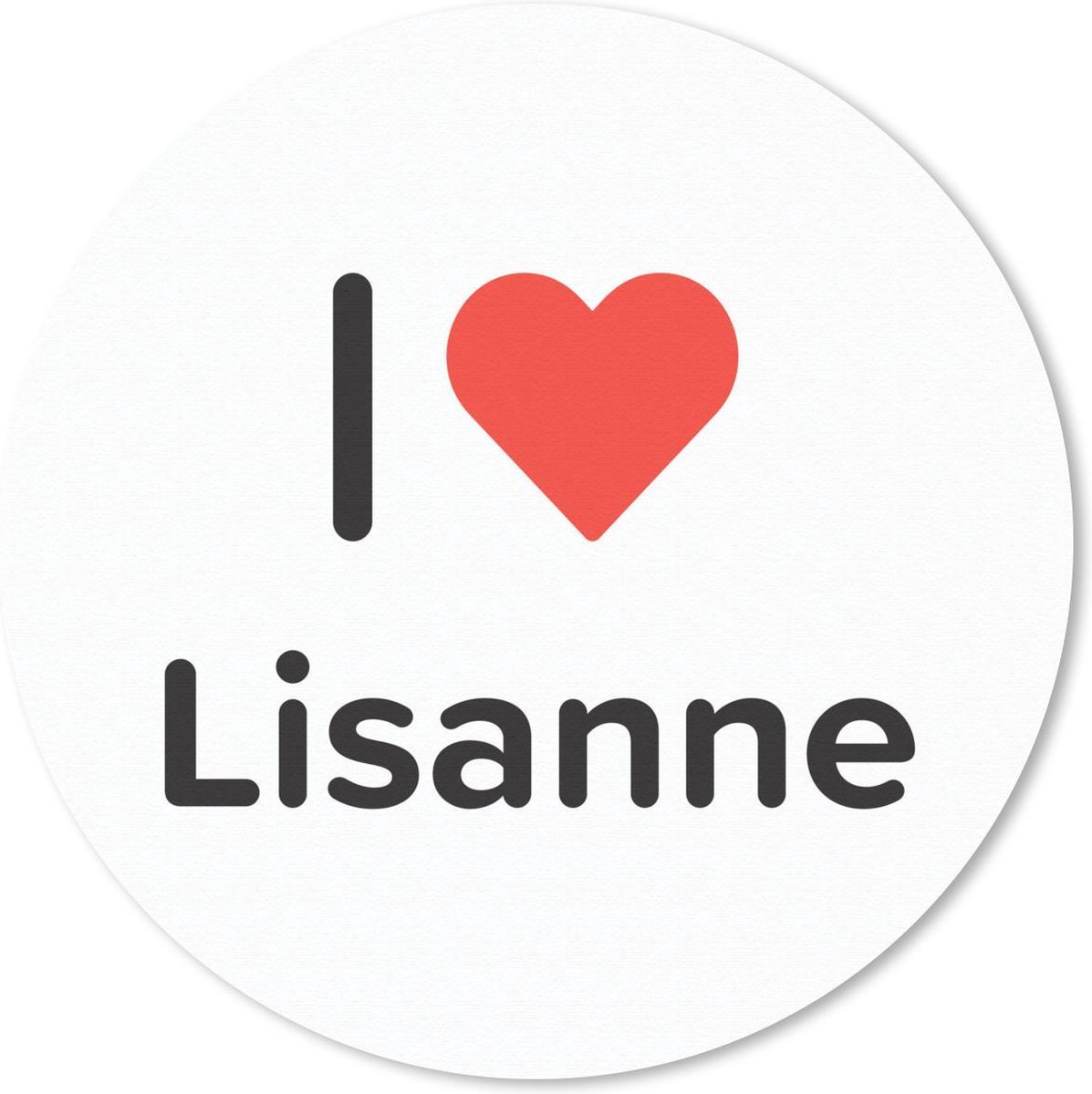 Muismat rond 20x20 cm - Mousepad I love - Lisanne - Meisje - Ronde muismatten