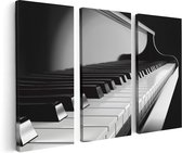 Artaza Canvas Schilderij Drieluik Pianotoetsen - Noten - Piano - 120x80 - Foto Op Canvas - Canvas Print