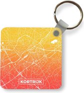 Sleutelhanger - Uitdeelcadeautjes - Stadskaart - Kortrijk - België - Geel - Plastic