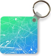 Sleutelhanger - Uitdeelcadeautjes - Stadskaart - Genk - Blauw - Groen - Plastic