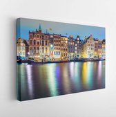 Canvas schilderij - View of streets and canals in the city center at night in AMSTERDAM, NETHERLANDS. -     1253279008 - 115*75 Horizontal