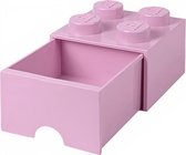 opbergsteen met lade 4 noppen 25 x 17 cm polypropeen roze