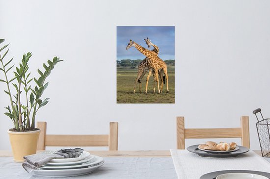 Muursticker Girafe - Girafes qui jouent - 30x40 cm - film adhésif autocollant - sticker mural repositionnable