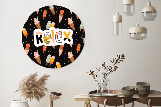 Wall Circle - Wall Circle Indoor - Summer - Zwart - Glace - ⌀ 150 cm - Peintures Décoration murale - Tableaux Ronds