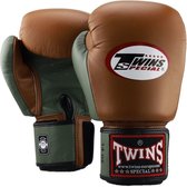 Twins Special - Bokshandschoenen van premium leer - BGVL 3 - Retro Bruin met groen - 16OZ