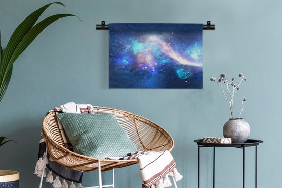 Tapisserie - Tissu mural - Univers - Blauw - Etoiles - 60x40 cm - Tapisserie