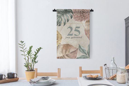 Tapisserie - Tissu mural - Mariage - Proverbes - 25 ans mariés - Citations - Anniversaire de mariage - 60x90 cm - Tapisserie