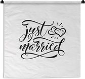 Tapisserie - Toile murale - Dictons - Tout juste marié - Citations - Se marier - 150x150 cm - Tapisserie