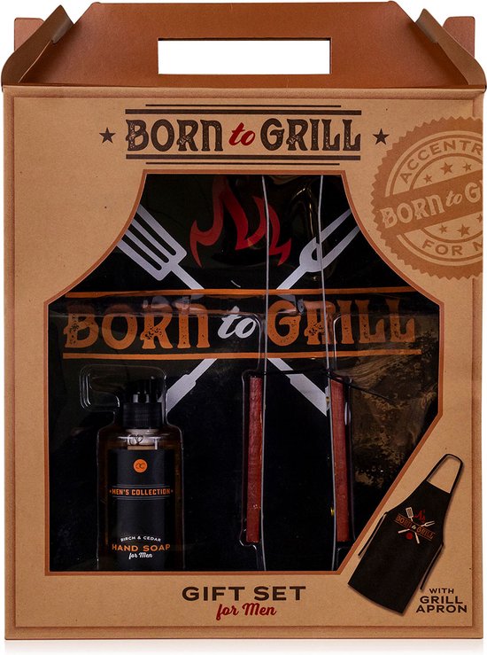 Verjaardag cadeau mannen - Barbecue cadeau met schort - Born to Grill -  Berk & Cider -... | bol.com