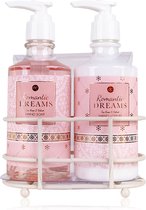 Verjaardag cadeau vrouw - Handverzorgingset in draadmand - Romantic Dreams - Tea Rose en Velvet - Kado vrouwen, moeder, vriendin, zus, oma, mama