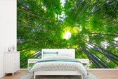 Papier peint vinyle - Cime des arbres dans la forêt de bambous d'Arashiyama largeur 450 cm x hauteur 300 cm - Tirage photo sur papier peint (disponible en 7 tailles)