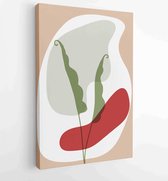 Earth tone boho gebladerte lijntekeningen tekenen met abstracte vorm. Abstract Plant Art-ontwerp voor print, omslag, behang, minimale en natuurlijke kunst aan de muur. 4 - Moderne