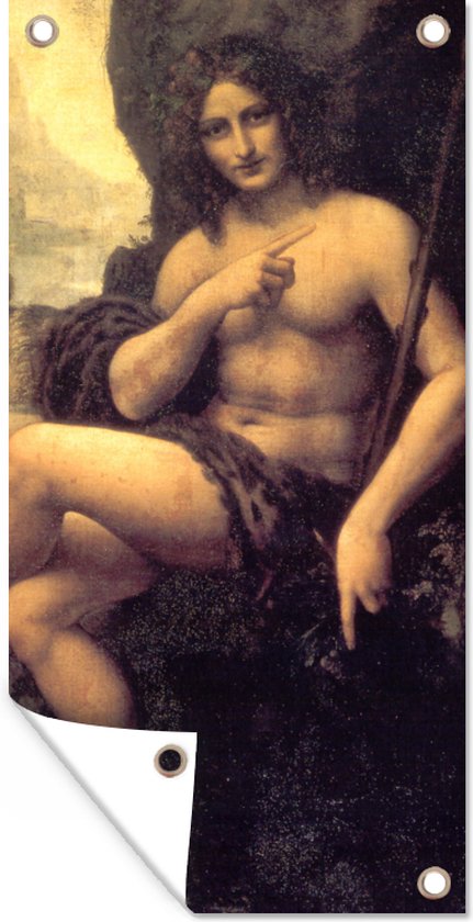 Tuinposter St John in the wilderness - Leonardo da Vinci - 40x80 cm - Wanddecoratie Buiten - Tuinposter - Tuindoek - Schuttingposter - Tuinschilderij