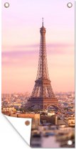 Tuinposter Parijs - Eiffeltoren - Lucht - 30x60 cm - Tuindoek - Buitenposter