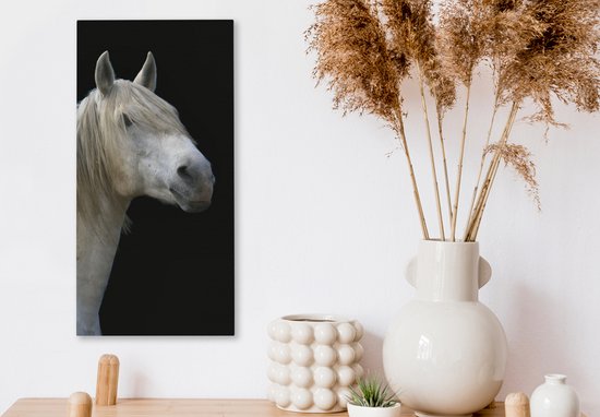 Toile Peinture Paarden - Moule - Zwart - 20x40 cm - Décoration murale