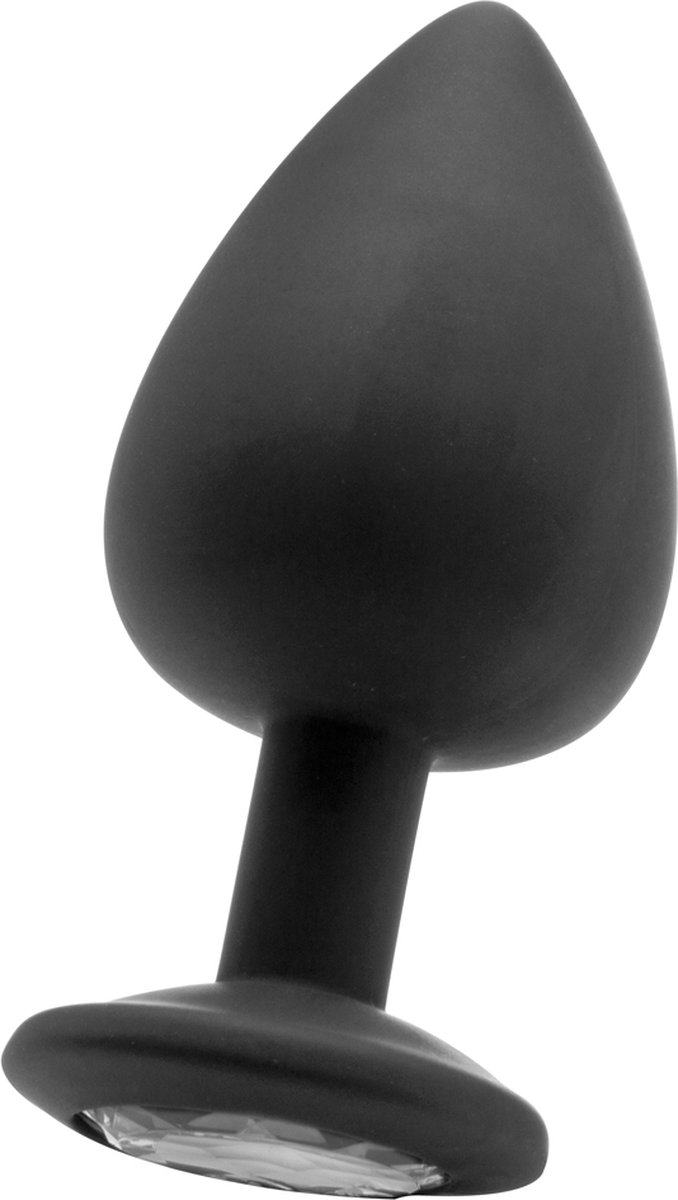 Ouch! Siliconen Buttplug met Diamant -Extra Large - Zwart