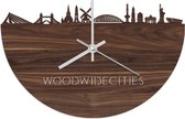 Skyline Klok WoodWideCities Notenhout - Ø 40 cm - Woondecoratie - Wand decoratie woonkamer - WoodWideCities