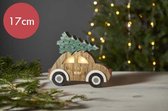 Kerstauto "Billy" 17cm -lichtkleur: Warm Wit -Werkt op batterijen -Met timer functie -Kerstdecoratie