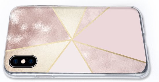 Coque iPhone Xs - Marbre - Rose - Goud - Chic - Siliconen
