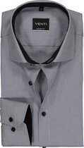 VENTI modern fit overhemd - grijs-wit structuur (contrast) - Strijkvrij - Boordmaat: 41
