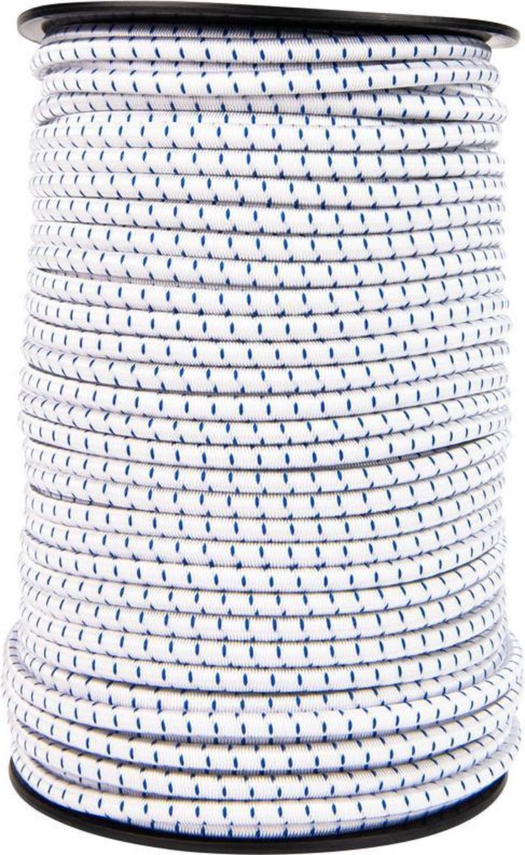 Afdekzeilwinkel - Elastisch koord 8mm blauw-wit gestreept op rol - 10 meter