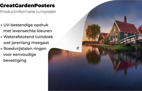 Décoration de jardin Zaanse schans le long du pont - 60x40 cm - Affiche de jardin - Toile de jardin